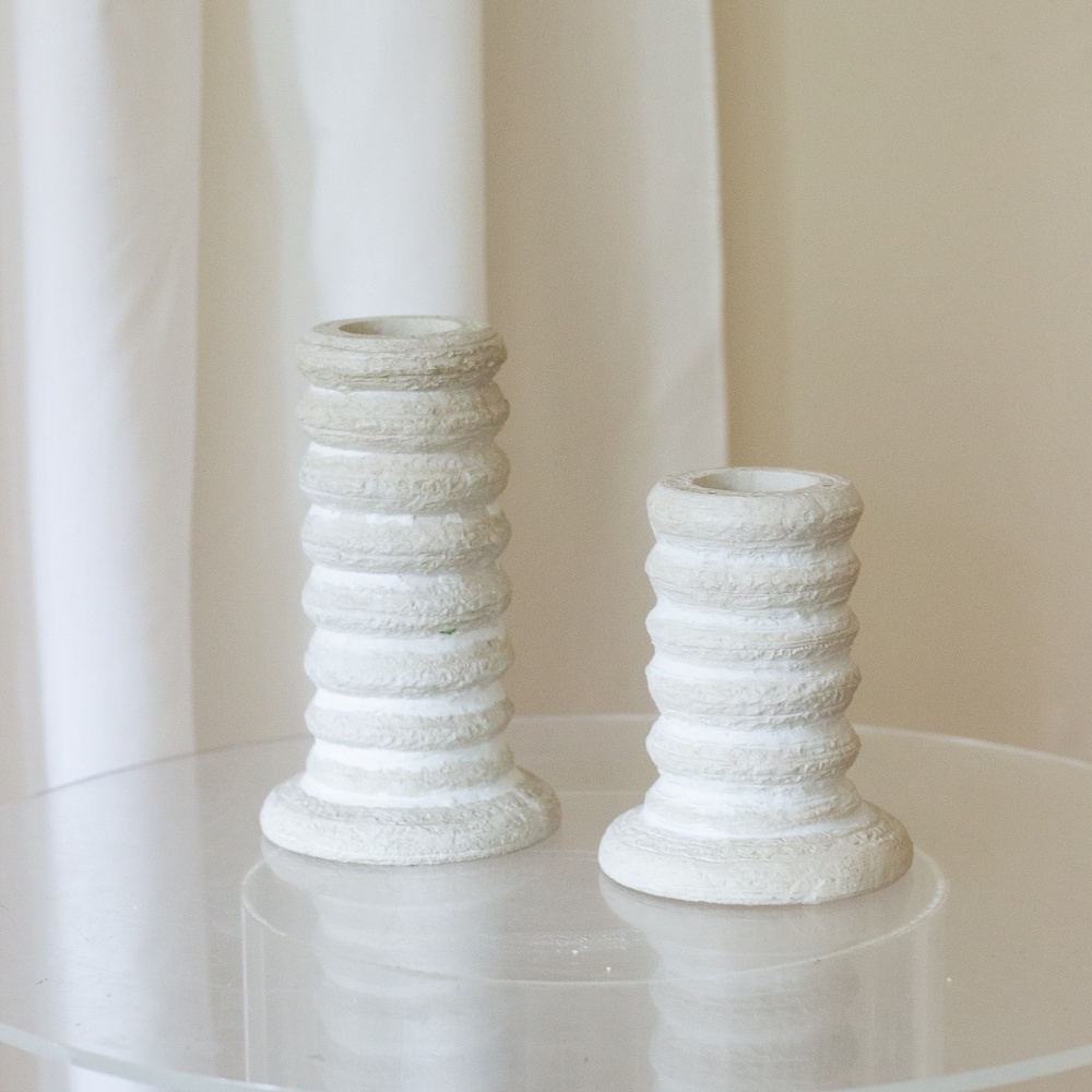 Pair of Stone Look Candlesticks